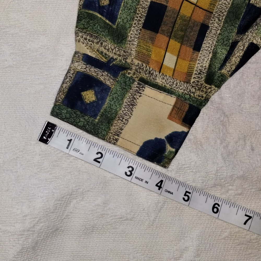 VINTAGE Christie & Jill BOHO Style Patchwork Lightweight Blouse L 80 90s - Picture 11 of 11